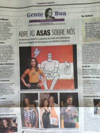 Imagem da página da coluna Gente Boa, do Jornal O Globo, registrando a edição de 2014 do Prêmio João Canuto.